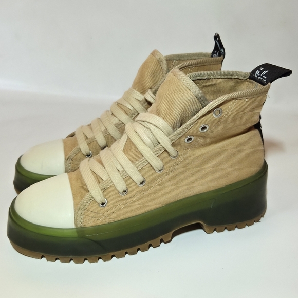 Zara Canvas Fabric High Top Platform Chunky Multicolor Sneakers Shoes Size EU 39 - Picture 7 of 15
